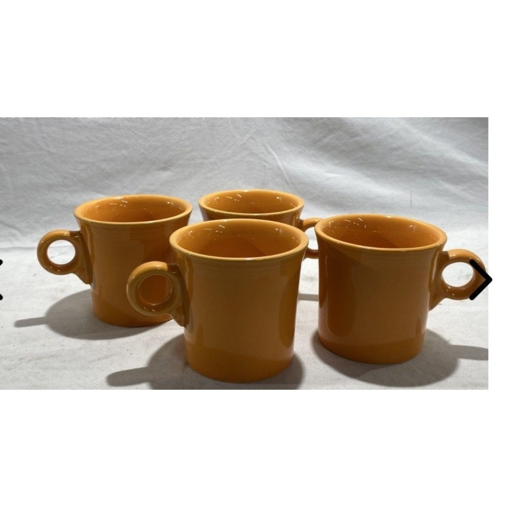Fiesta Ring Handle Mugs Set of 4 Butterscotch Yellow Ceramic Coffee Cups USA